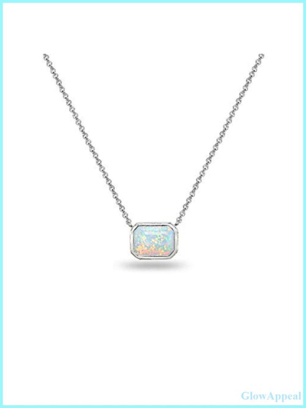 Sterling Silver Synthetic White Opal Octagon-Cut Bezel-Set Dainty Choker